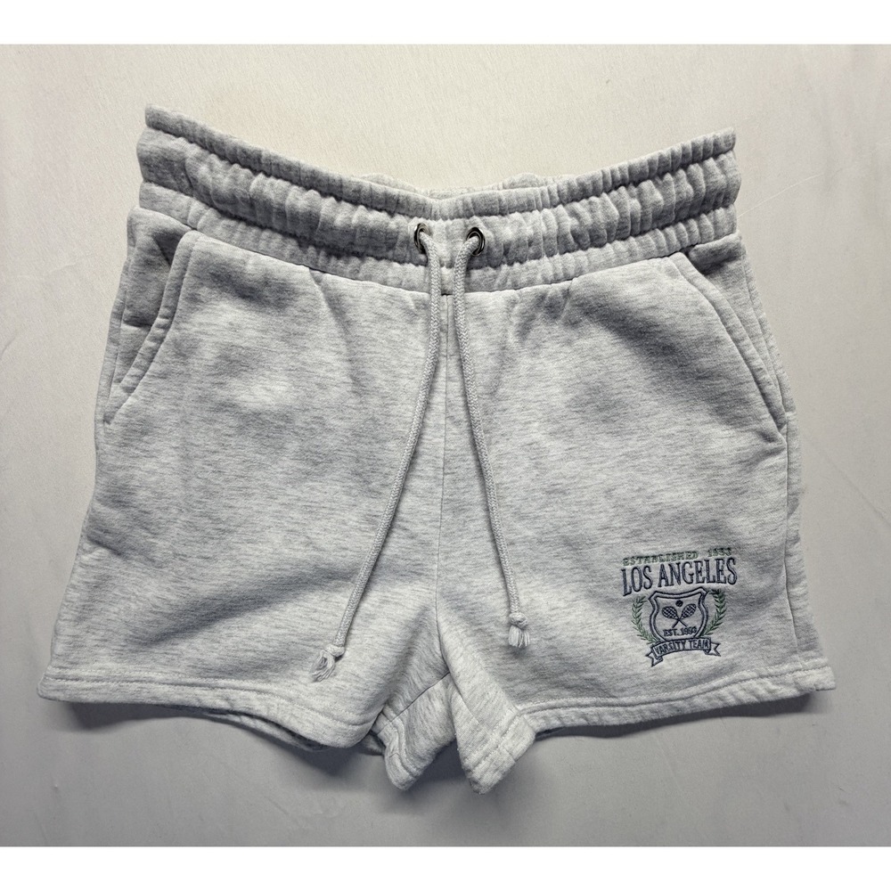 Los Angeles Varsity Team Sweat Shorts Womens Small Gray Drawstring Lounge casual